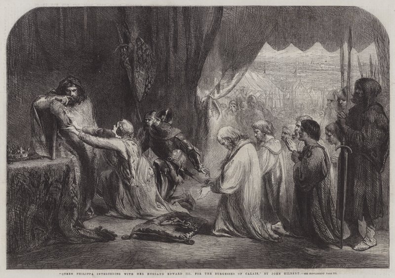 Królowa Filipa wstawia się u swojego męża Edwarda III za Burgessami z Calais autorstwa John Gilbert