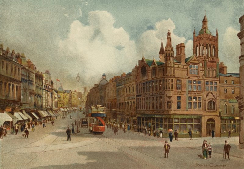 Liverpool: Lord Street, z Church Street w oddali (kolor lito) autorstwa John Glynn