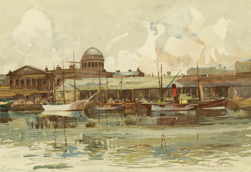 Liverpool: część Salthouse Dock, z Custom House (kolor lito) autorstwa John Glynn