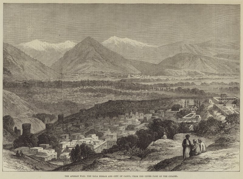 Wojna afgańska, Bala Hissar i miasto Kabul, z górnej części Cytadeli autorstwa John Greenaway