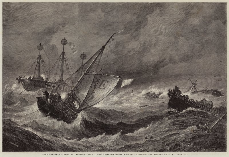 Łódź ratunkowa w Ramsgate, poranek po silnej wichurze, pogoda łagodnieje autorstwa John Greenaway