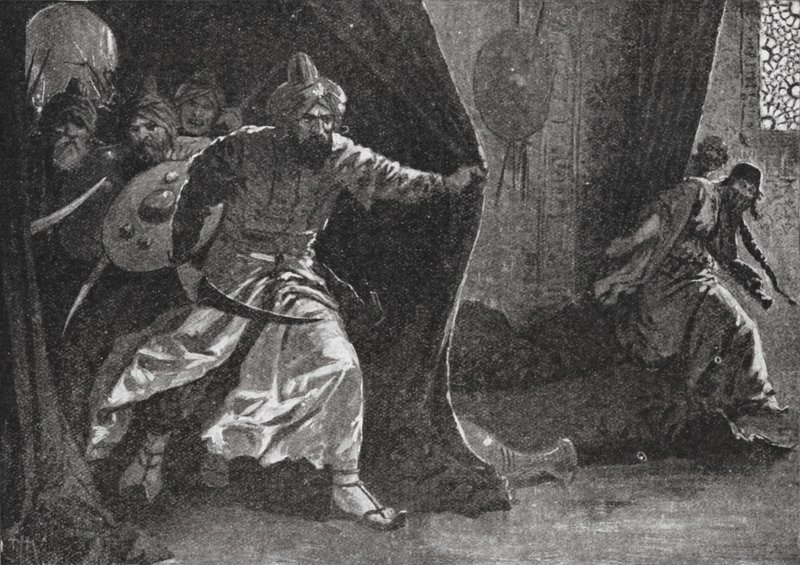 Bunt gwardii królewskiej w Damaszku (litografia) autorstwa John Harris Valda