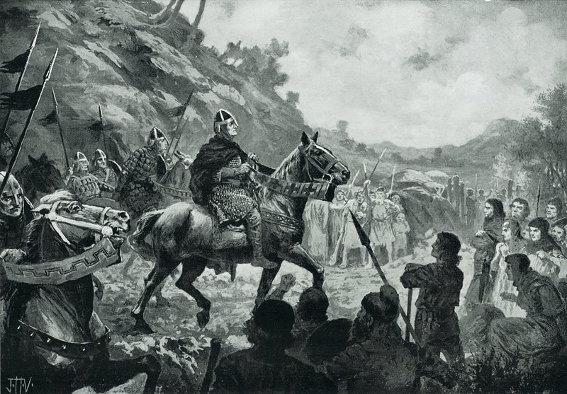 Wilhelm Zdobywcy wkraczają do Walii autorstwa John Harris Valda