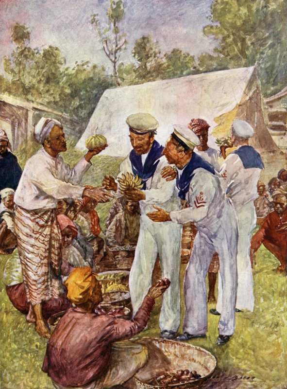 Brytyjskie smoły na birmańskim rynku (kolor lito) autorstwa John Henry Frederick (after) Bacon