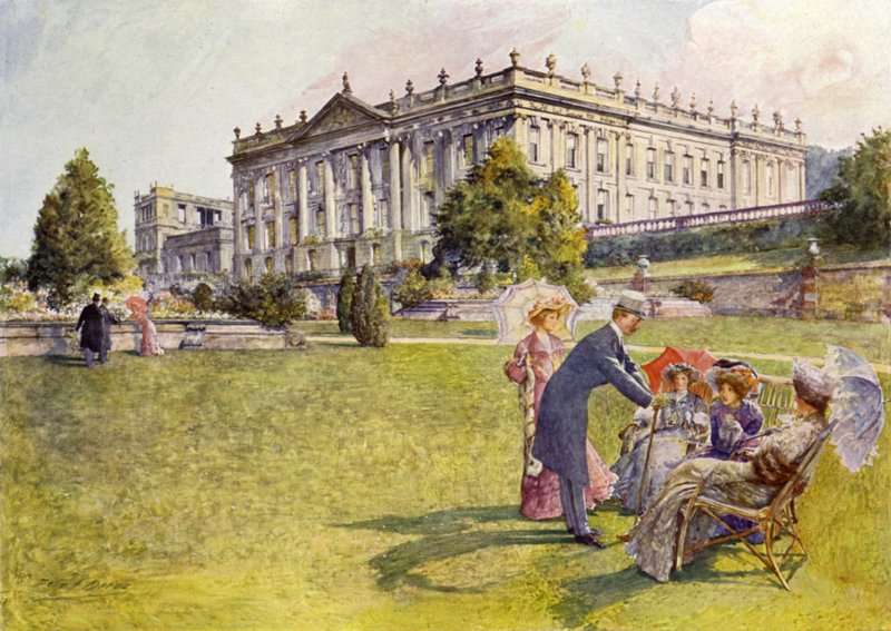 Chatsworth House (kolor lito) autorstwa John Henry Frederick (after) Bacon
