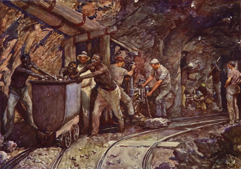 Kopalnie diamentów w Kimberley (litografia kolorowa) autorstwa John Henry Frederick (after) Bacon