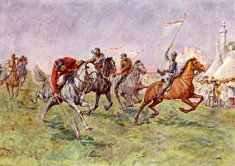 Przyklejanie namiotu w Indiach (kolor lito) autorstwa John Henry Frederick (after) Bacon