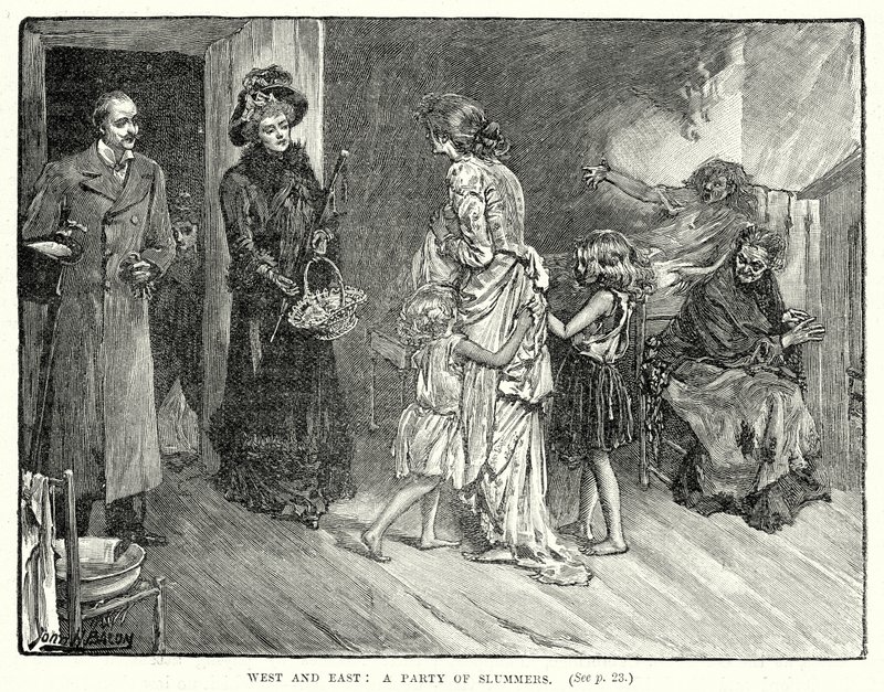 Zachód i Wschód: Partia slumsów (rycina) autorstwa John Henry Frederick (after) Bacon