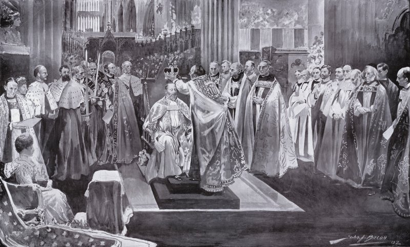 Koronacja króla Edwarda VII przez arcybiskupa Canterbury, Westminster Abbey, Londyn, 1902 autorstwa John Henry Frederick Bacon