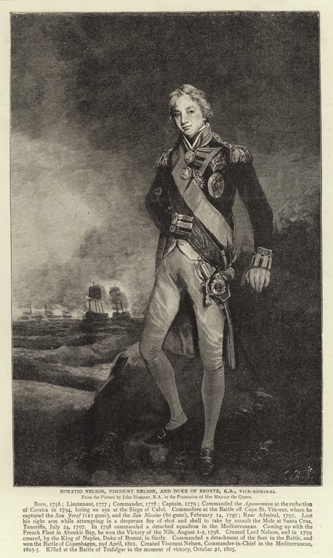 Horatio Nelson, wicehrabia Nelson i książę Bronte, KB, wiceadmirał autorstwa John Hoppner