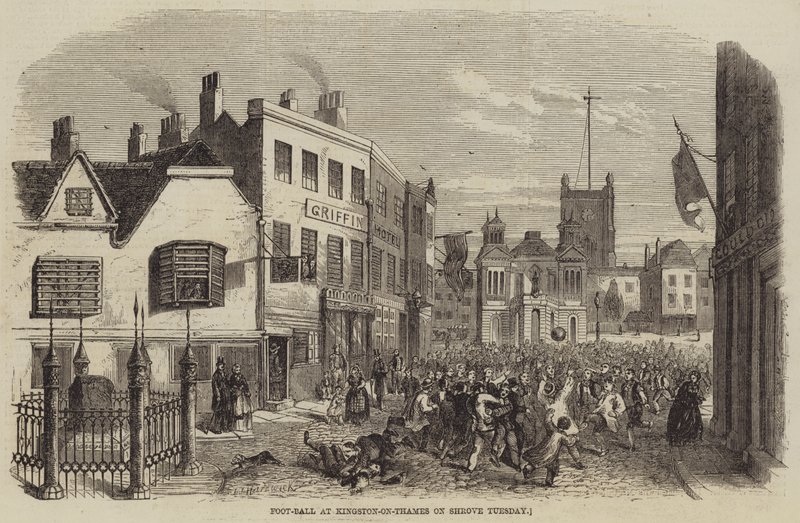 Foot-Ball w Kingston-on-Thames w Shrove Tuesday autorstwa John Jessop Hardwick