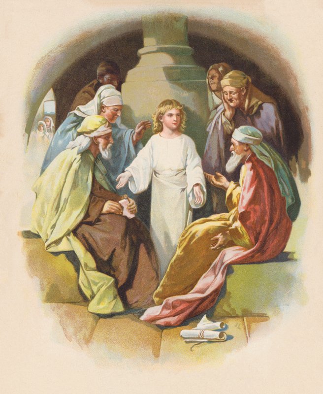 Chrystus w świątyni (kolorowa litografia) autorstwa John Lawson