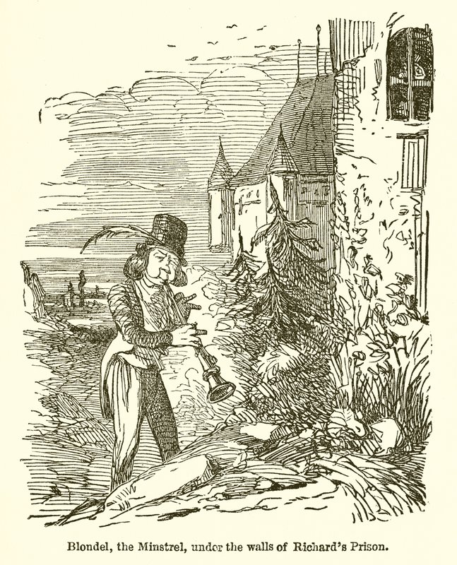 Blondel, Minstrel, Pod murami więzienia Richarda autorstwa John Leech