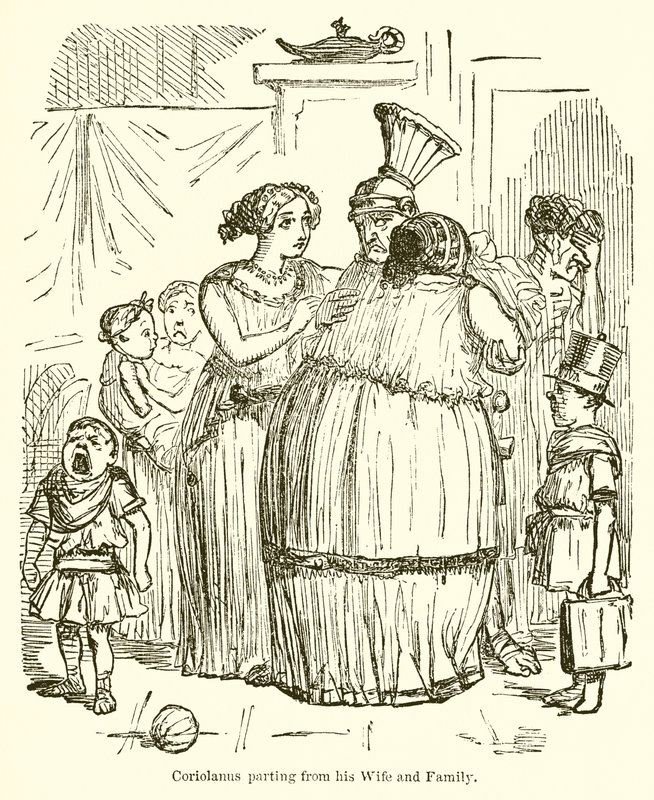 Coriolanus rozstaje się z żoną i rodziną autorstwa John Leech