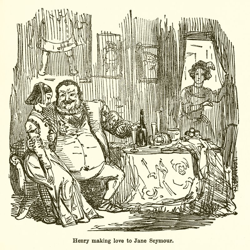 Henryk kochający się z Jane Seymour autorstwa John Leech