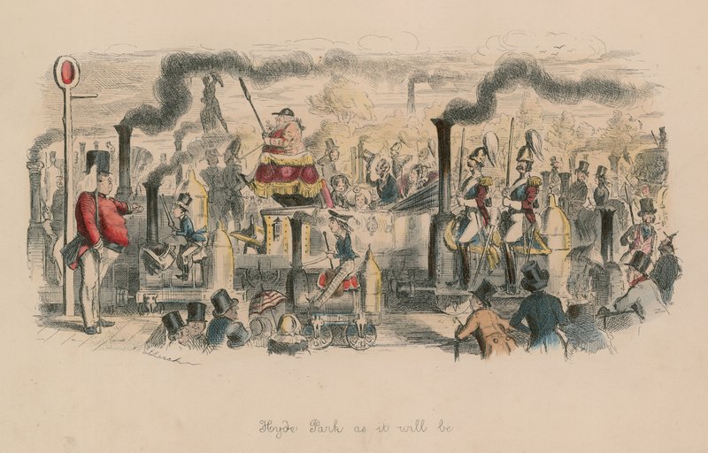Hyde Park bez zmian (kolorowy grawerunek) autorstwa John Leech