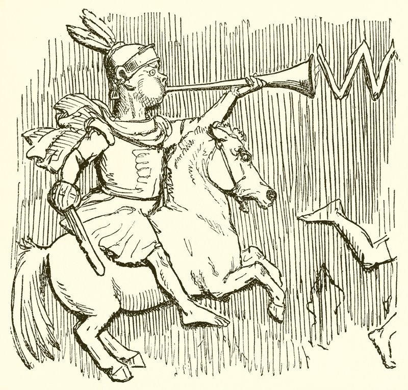 Rzymski żołnierz na koniu autorstwa John Leech