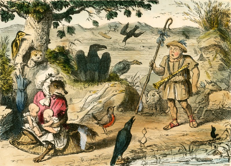 Romulus i Remus odkryci przez łagodnego pasterza autorstwa John Leech