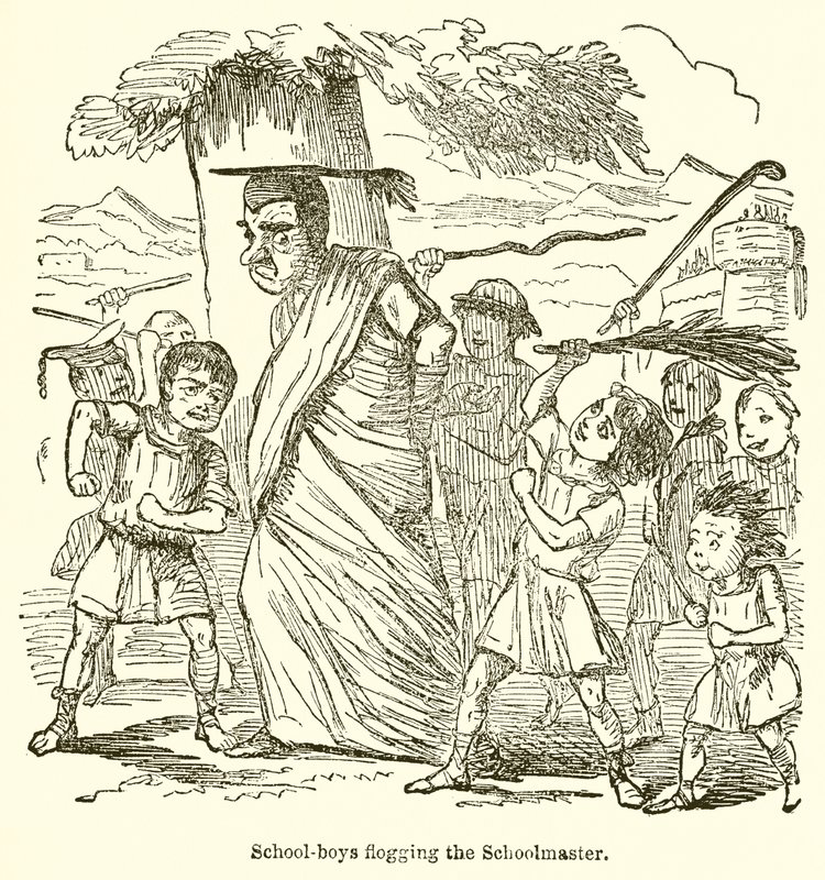 Chłopcy w szkole chłostają nauczyciela autorstwa John Leech