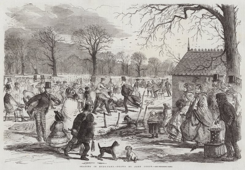 Jazda na łyżwach w Hyde Parku autorstwa John Leech