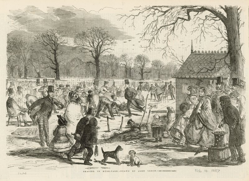 Łyżwiarstwo w Hyde Parku autorstwa John Leech