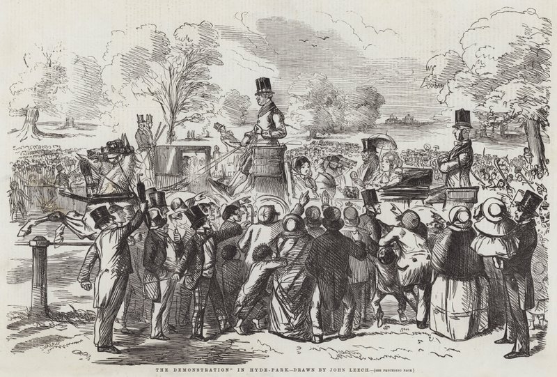 Demonstracja w Hyde-Parku autorstwa John Leech