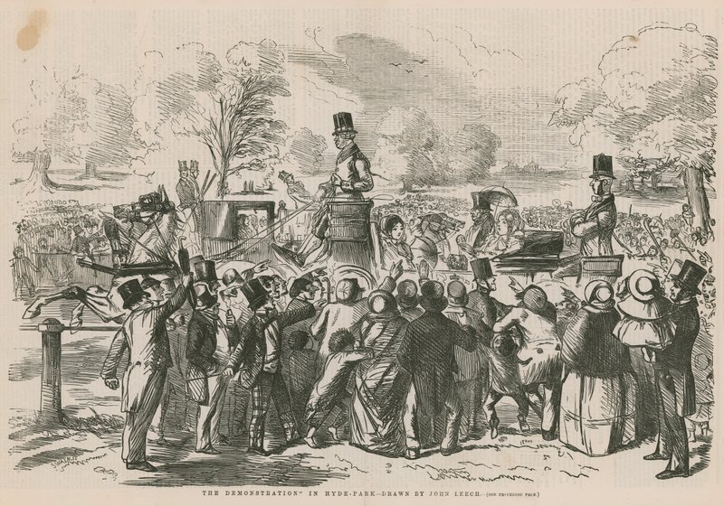 Demonstracja w Hyde Parku autorstwa John Leech
