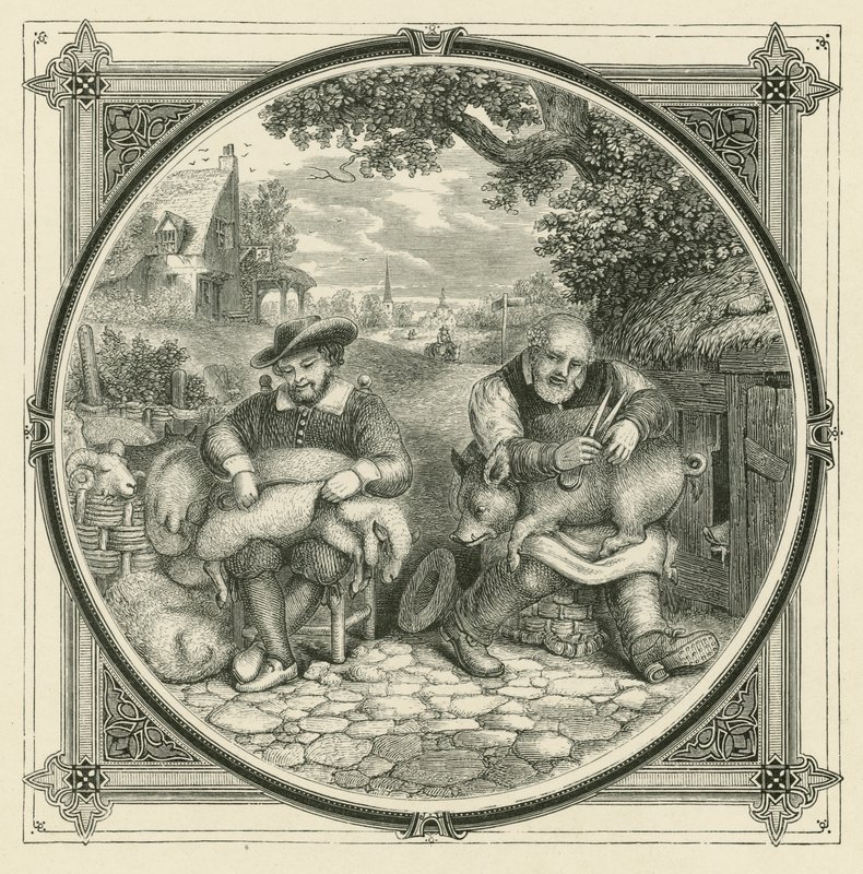 Wielki płacz i trochę wełny (grawerunek) autorstwa John Leighton