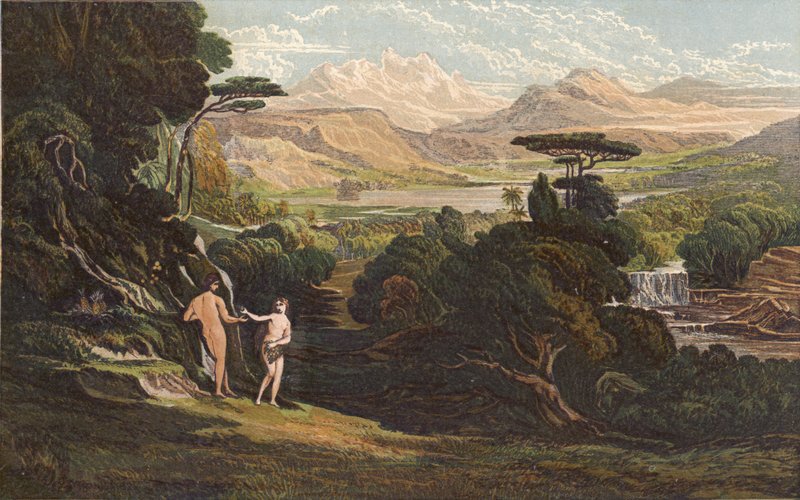 Rajski ogród (chromolit) autorstwa John Martin