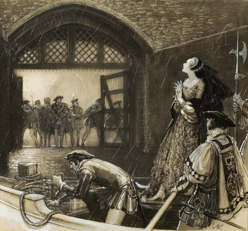 Anna Boleyn () przybywająca do Tower autorstwa John Millar Watt