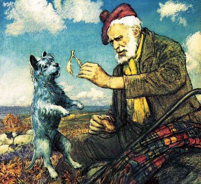 Greyfriars Bobby i Auld Jock autorstwa John Millar Watt