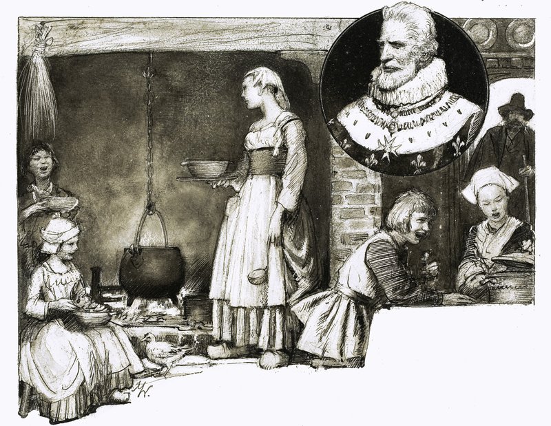 Dlatego... Wspaniałe dania mają francuskie nazwy. Król Francji Henryk IV autorstwa John Millar Watt
