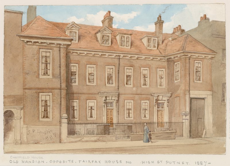 Chatfield House, naprzeciwko Fairfax House, High Street, Putney, 1887 autorstwa John Phillipp Emslie