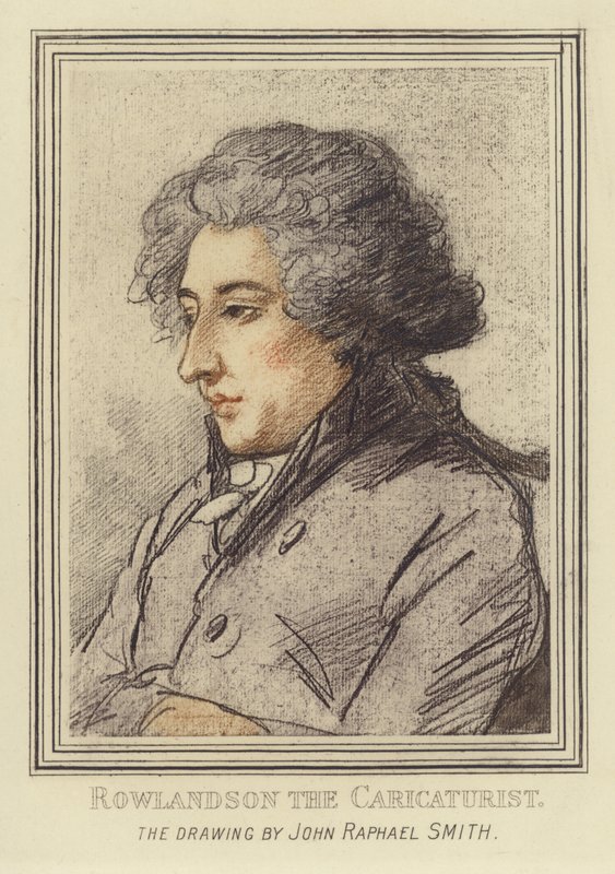 Portret Thomasa Rowlandsona karykaturzysty autorstwa John Raphael Smith