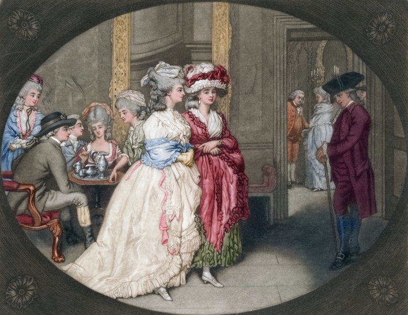 Promenada w Carlisle House, 1781 autorstwa John Raphael Smith