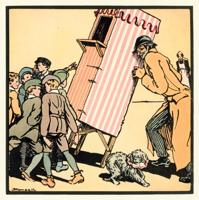 Kensington Rhymes: The Punch And Judy Show (kolorowa litografia) autorstwa John Robert (after) Monsell