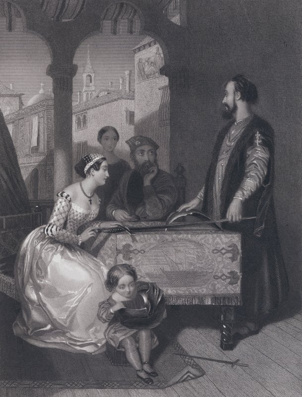 Gentile Bellini i potomkowie wielkiego Enrico Dandolo (grafika) autorstwa John Rogers (after) Herbert