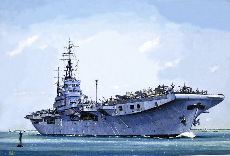 HMS Emperor, przekształcony ze statku handlowego w lotniskowiec podczas II wojny światowej autorstwa John S. Smith