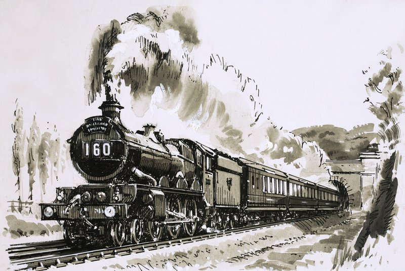 Słynne lokomotywy parowe klasy 4-6-0 "Castle" używane przez Great Western autorstwa John S. Smith