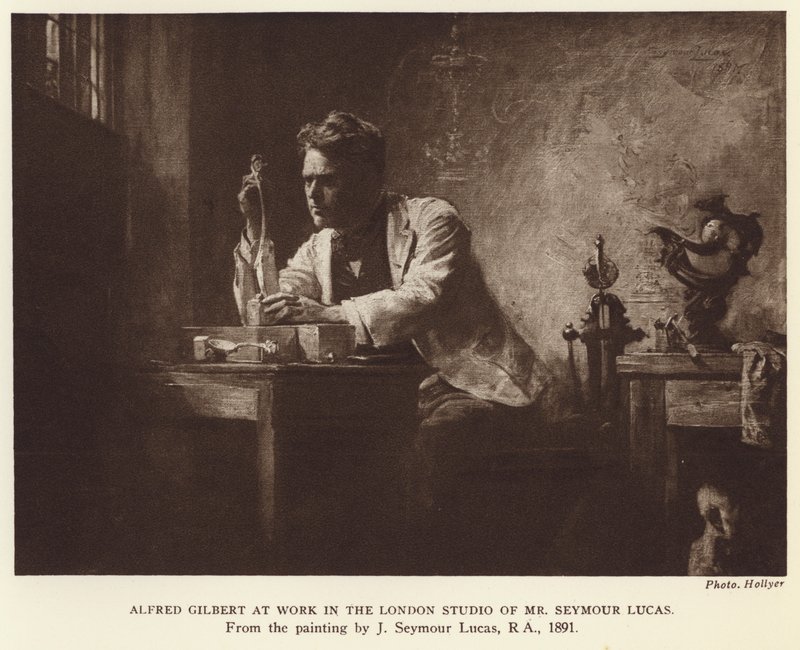 Alfred Gilbert, angielski rzeźbiarz (fotograwiura) autorstwa John Seymour (after) Lucas