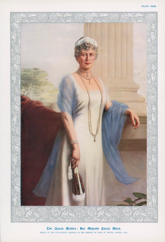 Queen Mary, małżonka króla Jerzego V i matka Edwarda VIII i Jerzego VI autorstwa John St. Helier Lander