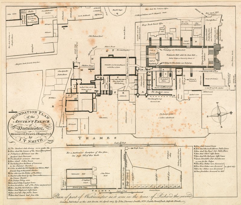 Plan części Westminsteru z czasów Ryszarda Drugiego autorstwa John Thomas Smith
