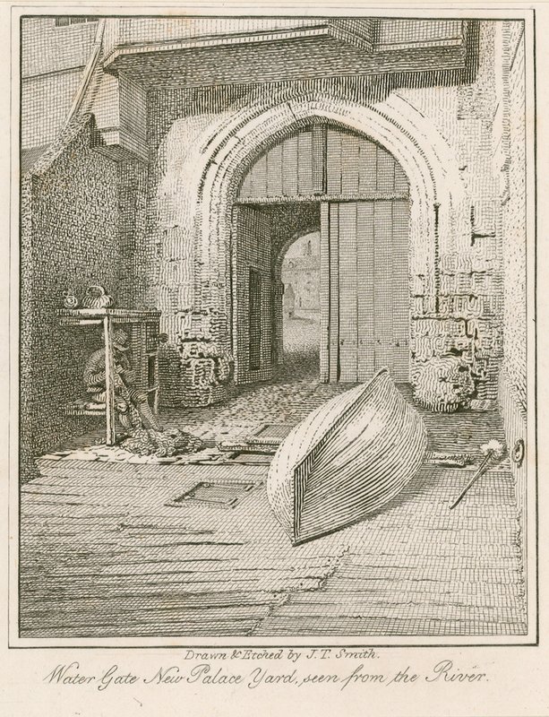 Water Gate, New Palace Yard, Pałac Westminsterski autorstwa John Thomas Smith