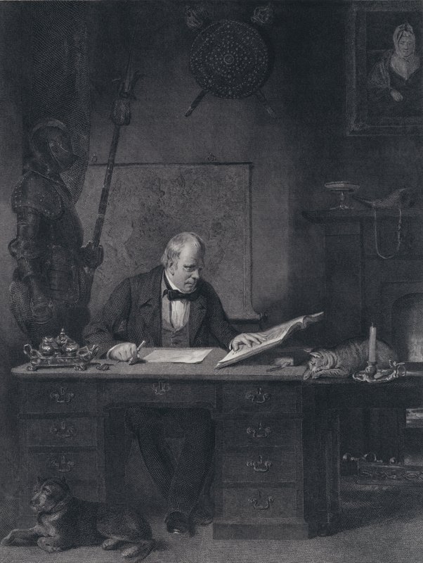 Sir Walter Scott w swoim gabinecie (grafika) autorstwa John Watson Gordon