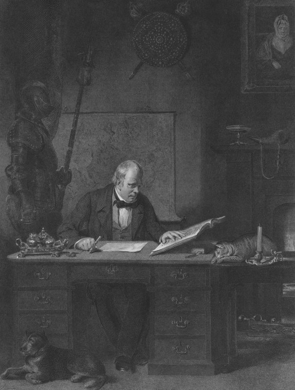 Sir Walter Scott w swoim gabinecie, Castle Street, Edynburg autorstwa John Watson Gordon