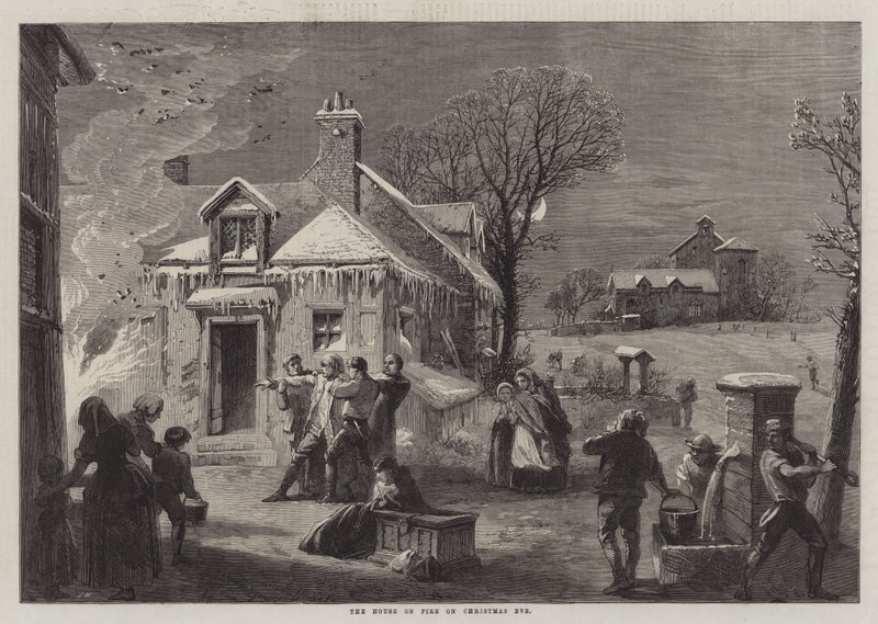 Dom w ogniu w Wigilię autorstwa John Williamson
