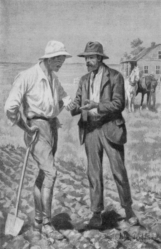 Dr Charles Saunders trzyma w ręku pierwszą pszenicę markiza autorstwa John de Walton