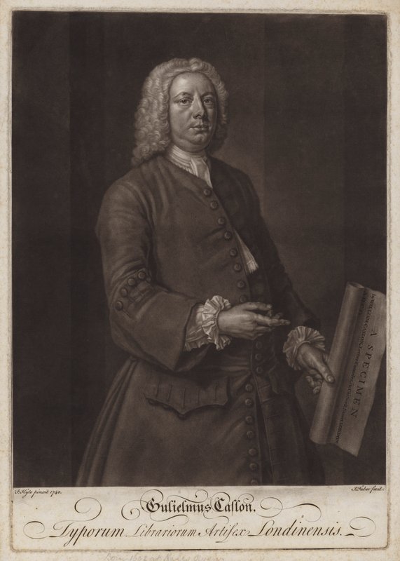William Caslon, angielski typograf (mezzotinta) autorstwa John the younger Faber