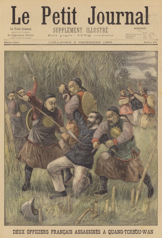 Zabicie dwóch francuskich oficerów marynarki wojennej w Guangzhouwan w Chinach autorstwa Jose Belon