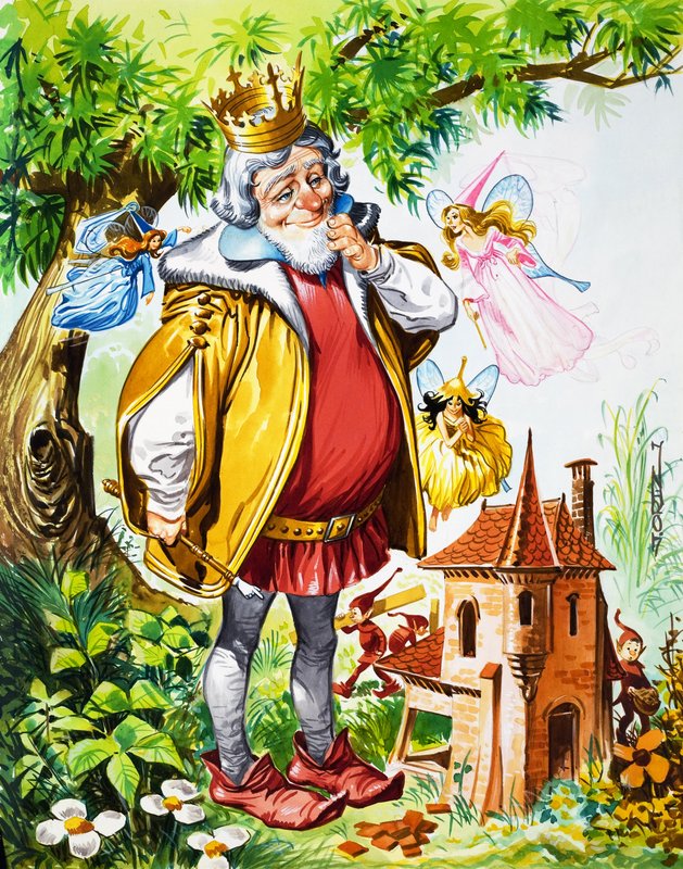 Królowie z wróżkami (gwasz na papierze) autorstwa Jose Ortiz